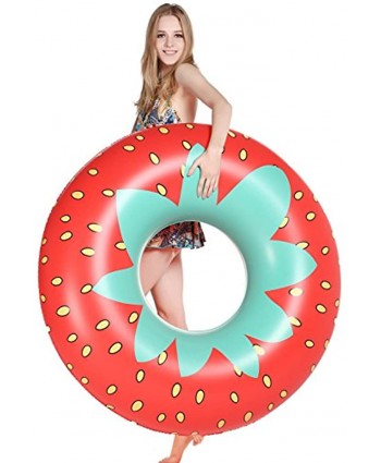 Jasonwell Giant Strawberry Pool Party Float 45 Inch Inflatable Pool Floats Tube Rafts with Fast Valves Summer Beach Swimming Pool Lounge Decorations Toys for Adults & Kids