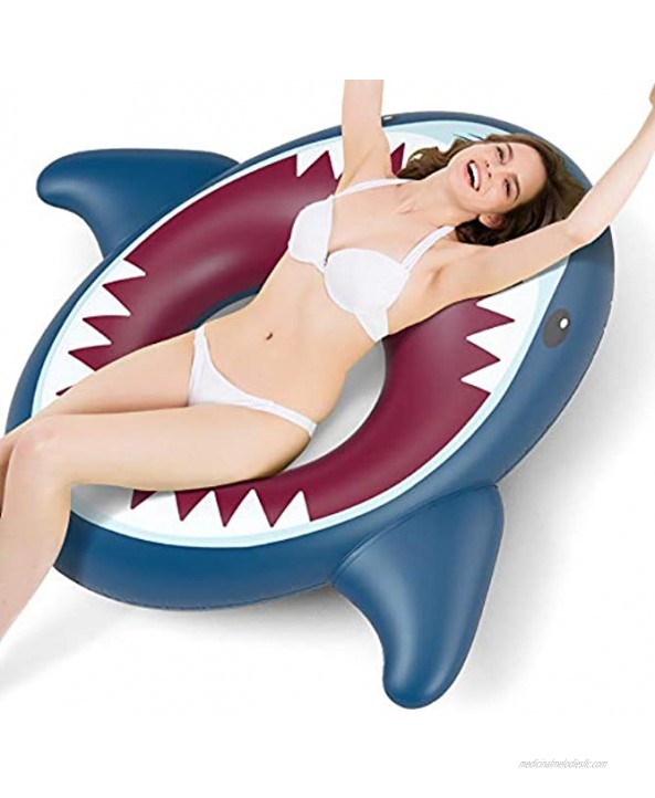 Jasonwell Inflatable Shark Pool Float Shark Floaties Water Fun Summer Beach Swimming Pool Tube Inflatables Ride on Pool Party Raft Lounge Toys for Kids Adults