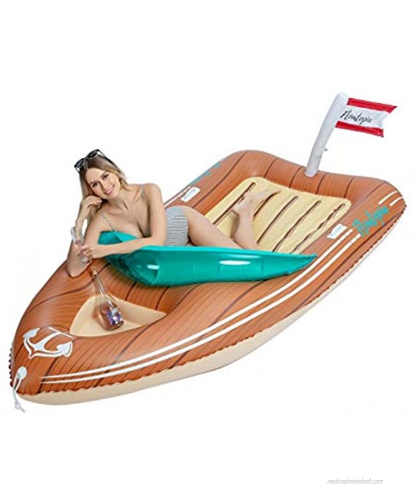 JOYIN Giant Inflatable Boat Pool Float with Reinforced Cooler Summer Pool Party Lounge Raft Decorations Toys for Kids & Adults