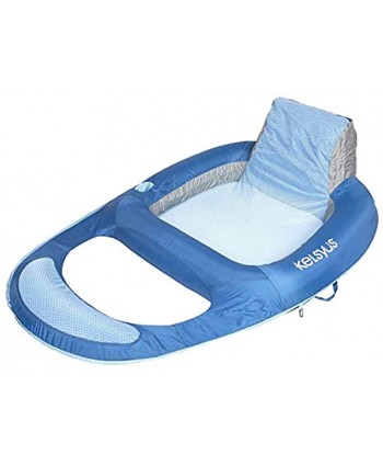 Kelsyus 80014 Floating Swimming Pool Lounger Inflatable Chair with Built in Cup Holder Blue 2 Pack