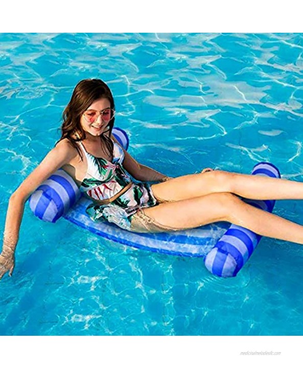 KMM Swimming Pool Float Hammock 2-Pack Premium Multi-Purpose Inflatable Floating Hammock 4-in-1 Saddle Lounge Chair Hammock Drifter Portable Water Hammock Lounge with Air Pump Blue & Green