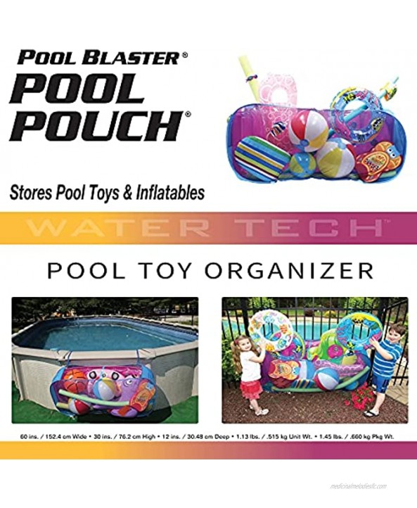 POOL BLASTER Water Tech Pool Pouch – Versatile Pool Storage for Floats Balls Inflatable Toys Patio Accessories Heavy Duty Reinforced Attaches to Pool Side Fence or Free Standing