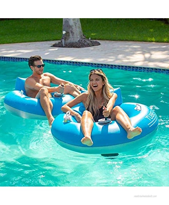 Poolcandy Tube Runner Motorized Water Float Deluxe Inflatable Swimming Pool or Water Tube 3-Blade Propeller in Safety Grill Battery-Powered Motor Great for Pool Lake Adults Teens Kids