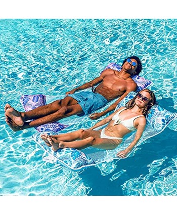 Sloosh 2 Pack Inflatable Pool Float Hammock Water Hammock Lounges Multi-Purpose Swimming Pool Accessories Saddle Lounge Chair Hammock Drifter for Outdoor Beach Teal Purple