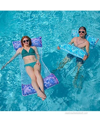 Sloosh 2 Pack Inflatable Pool Float Hammock Water Hammock Lounges Multi-Purpose Swimming Pool Accessories Saddle Lounge Chair Hammock Drifter for Outdoor Beach Teal Purple