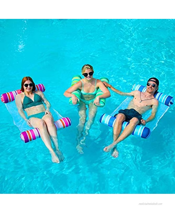 Sloosh 3 Pack Inflatable Pool Float Hammock Water Hammock Lounges Multi-Purpose Swimming Pool Accessories Saddle Lounge Chair Hammock Drifter for Pool Lake Outdoor Beach