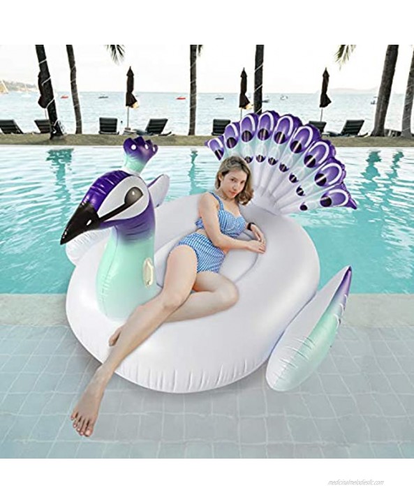SPERPAND Huge Inflatable Peacock Pool Float，Pool Raft Lounge Ride On Fun Summer Party Decorations Pool Toy