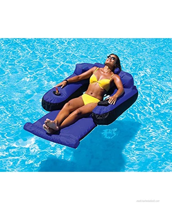 Swimline Floating Lounge Chair Blue Black 16 Inch