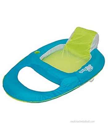 SwimWays 6038971 Spring Float Inflatable Vinyl Recliner Pool Chair Lounger with Backrest Headrest an Cup Holders for Pool or Lake Aqua Lime