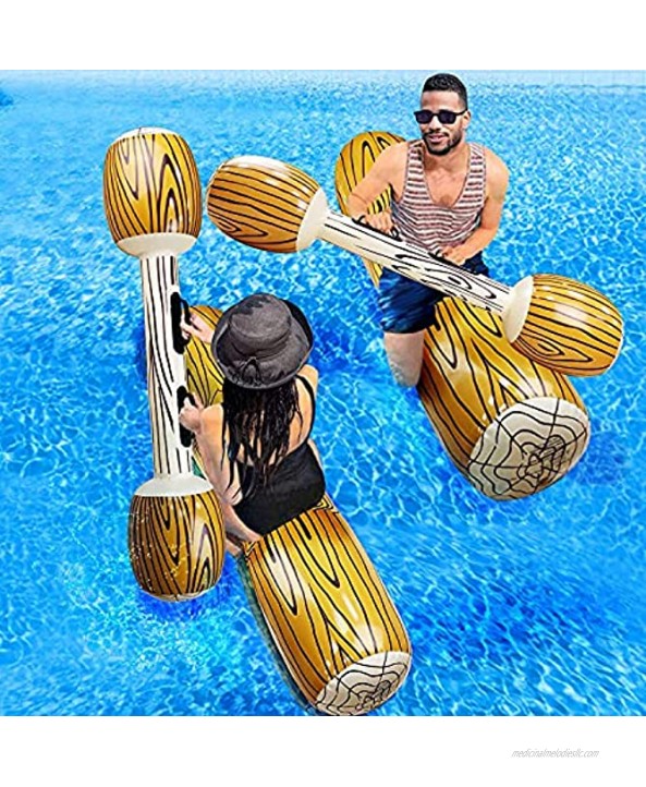 TURNMEON 4 Pcs Inflatable Pool Fighting Float Row Toys Battle Log Rafts for 2 Players Adults Children Summer Pool Party Water Sports Games Float Toys Swimming Pool Water Toys 57 x 14