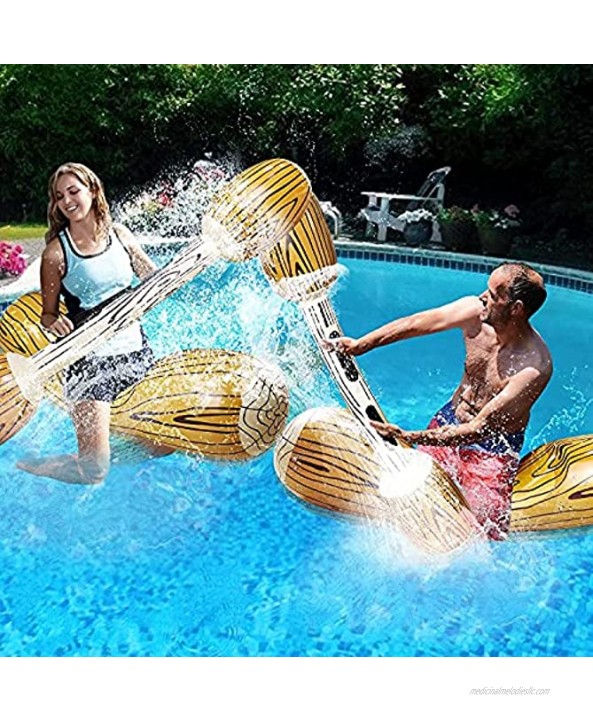 TURNMEON 4 Pcs Inflatable Pool Fighting Float Row Toys Battle Log Rafts for 2 Players Adults Children Summer Pool Party Water Sports Games Float Toys Swimming Pool Water Toys 57 x 14