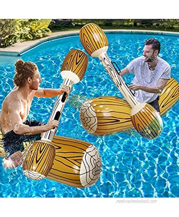 TURNMEON 4 Pcs Inflatable Pool Fighting Float Row Toys Battle Log Rafts for 2 Players Adults Children Summer Pool Party Water Sports Games Float Toys Swimming Pool Water Toys 57" x 14"