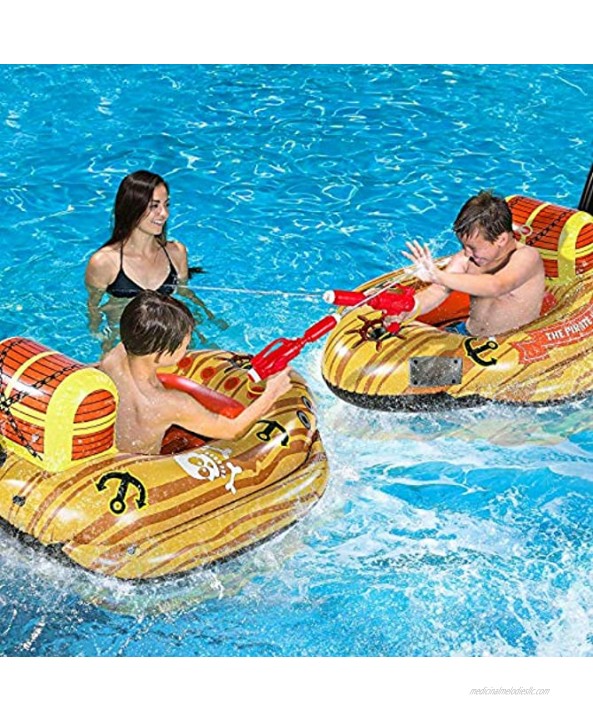 Unomor Giant Pool Floats with Built in Squirt Gun and Pirate Ship Design Thicken Inflatable Pool Boat Toys 43’’x 43’’x20’’