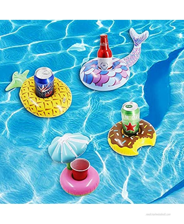 Zcaukya 12 Pack Inflatable Floating Drinking Holders Drink Floats Inflatable Cup Coasters for Pool Party