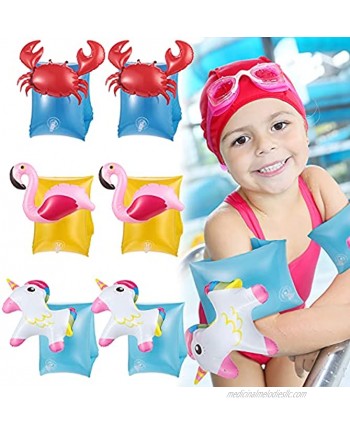 3 Pieces Kids Arm Floatie Inflatable Armband Cartoon Pool Arm Floatie Sleeves Swimming Armbands Water Wings Swimming Armlets for Boys Girls Aged 3-6