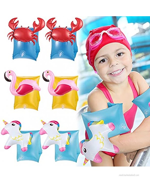 3 Pieces Kids Arm Floatie Inflatable Armband Cartoon Pool Arm Floatie Sleeves Swimming Armbands Water Wings Swimming Armlets for Boys Girls Aged 3-6