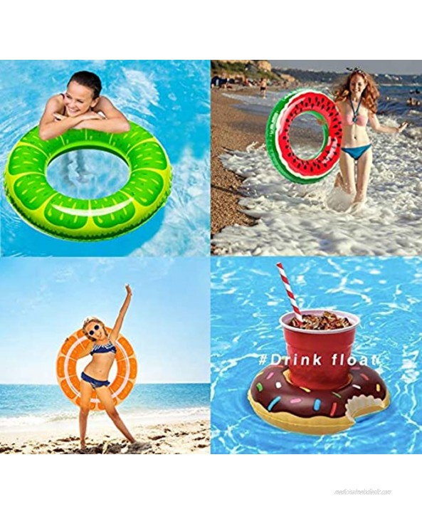 3+3PCS Inflatable Pool Floats 32.5 Fruit Swim Tubes for Kids and Adults Swimming Rings Summer Beach Water Float Party Supplies Pool Toys