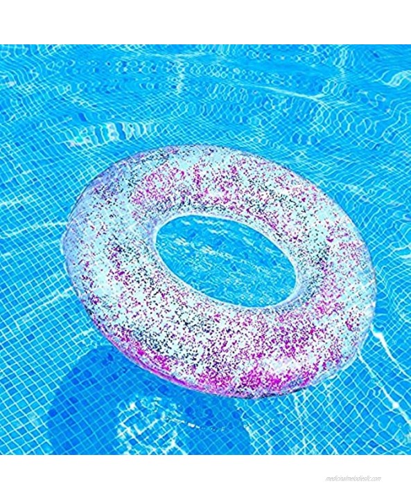 4 Pieces Inflatable Pool Floats Swim Tubes Rings Beach Confetti Swimming Pool Float Toys for Boys Girls Beach Pool Party Vacation UV Resistant Clear Pink Blue Gold