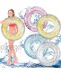 4 Pieces Inflatable Pool Floats Swim Tubes Rings Beach Confetti Swimming Pool Float Toys for Boys Girls Beach Pool Party Vacation UV Resistant Clear Pink Blue Gold