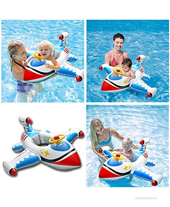Baby Inflatable Swimming Rings Airplane Yacht Baby Kids Toddler Infant Swimming Float Lluxury Seat Boat Pool Ring Baby Spring Float Activity Center with Canopy Suitable for 1 2 3 4 Year Old Baby