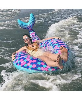 BEUTEY Inflatable Mermaid Swim Ring Unicorn Flamingo Peacock Swimming Circle Pool Float Ride On Pool Raft Beach Toys Summer Floatie Lounge Water Sport Lie Down Toys for Adults Kids Small