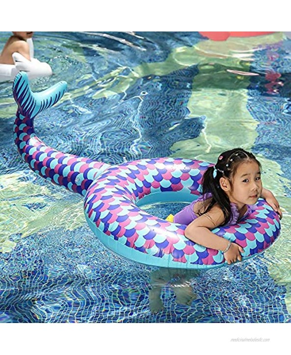 BEUTEY Inflatable Mermaid Swim Ring Unicorn Flamingo Peacock Swimming Circle Pool Float Ride On Pool Raft Beach Toys Summer Floatie Lounge Water Sport Lie Down Toys for Adults Kids Small