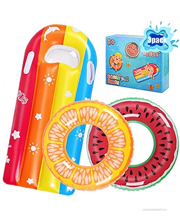 Biulotter Swimming Rings for Kids Fruit Pool Float Swim Tube Ring Inflatable Pool Floats Swim Pool Party Inner Tube for Kids 3 Style Summer Pool Toy for Fun