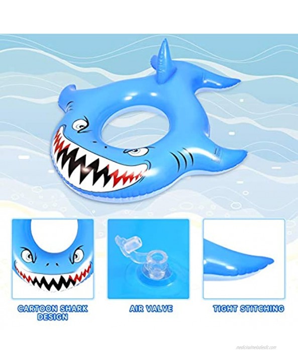 CLISPEED Beach Float for Kids 4.7ft PVC Inflatable Raft Shark Pool Float Swim Ring with Fast Air Value Repair Patches Summer Water Toys for Kids Adults-Passed SGS Testing