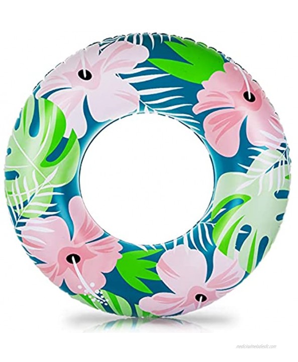 COLOAPT Inflatable Pool Floats 35.4 inches Floating Ring for Kids and Adults Swimming Ring with Plants and Flowers Pool Tubes for Lake Beach Party and Gift