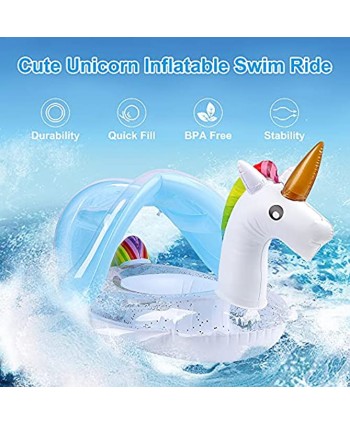 FiGoal Inflatable Unicorn Swimming Ring for Baby with Backrest Pool Float Flamingo Tube Water Fun Summer Beach Floaty Toys for Kids