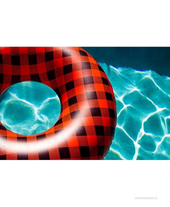 FLOAT-EH Buffalo Plaid Pool Tube for Adults- Lake Floaties Inspired by The North