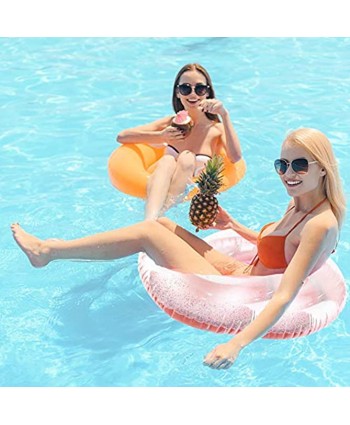 Gorse Confetti Transparent Inflatable Tube Swim Tube Glitter Swim Ring Durable Round Summer Inflatable Pool Float Swim Inner Tube for Swimming Pool Party Decorations