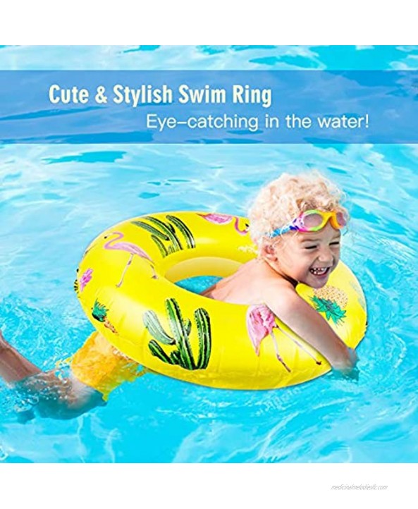 HeySplash Cartoon Swim Ring Inflatable Durable Round Shaped Animals Summer Pool Beach Party Swimming Float Tube Water Fun Swim Pool Toys with Repair Patch for Kids Teens Adults