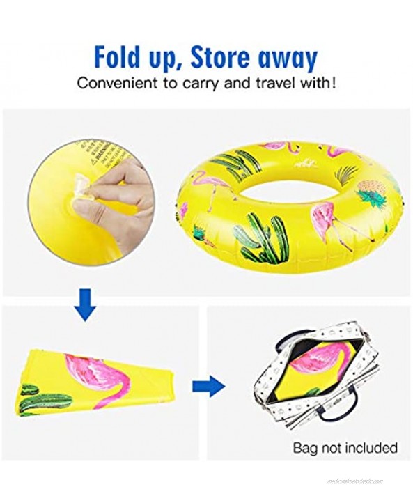 HeySplash Cartoon Swim Ring Inflatable Durable Round Shaped Animals Summer Pool Beach Party Swimming Float Tube Water Fun Swim Pool Toys with Repair Patch for Kids Teens Adults