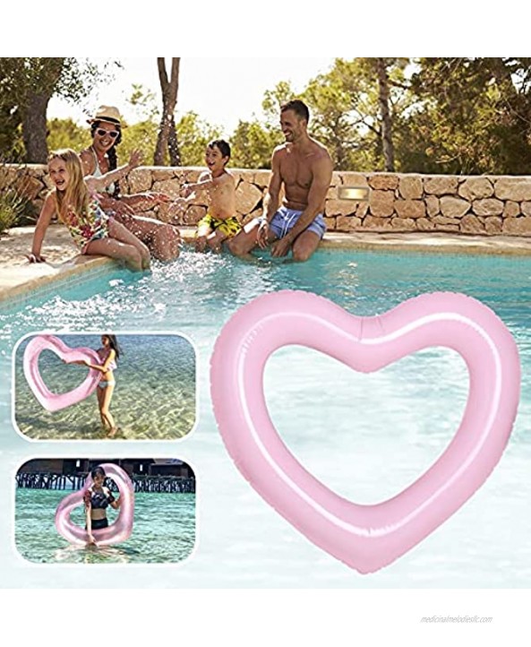 HeySplash Inflatable Swim Rings 47.3 x 39.4 Heart Shaped Swimming Pool Float Loungers Tube Water Fun Beach Party Toys for Kids Adults
