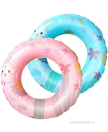 Inflatable Pool Floats for Children Kids 2 Pack Swim Ring Tube Toys for Swimming Pool Outdoor Beach Party Alpaca Pattern
