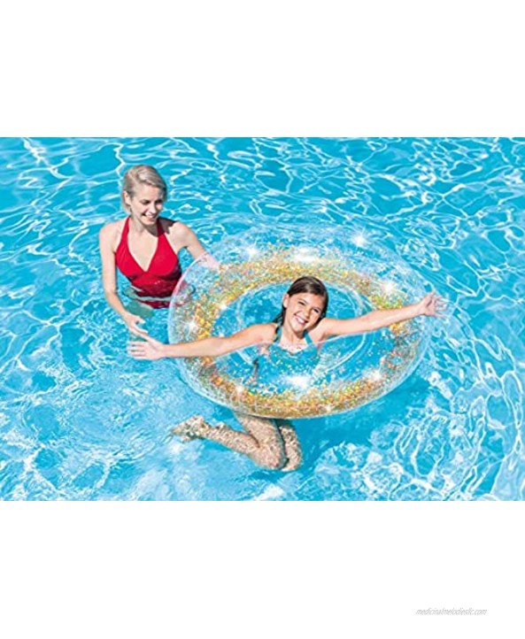 Intex Transparent Glitter Tube Inflatable Swimming Pool Float Raft Ring