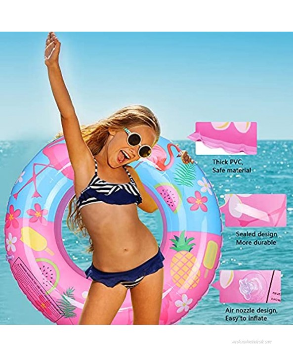 Invech Inflatable Pool Float for Kids 3 Pack Unicorn Swim Rings with Lounger Raft Summer Fruits Pool Tubes for Boys Girls Swimming Water Floats Party Toys