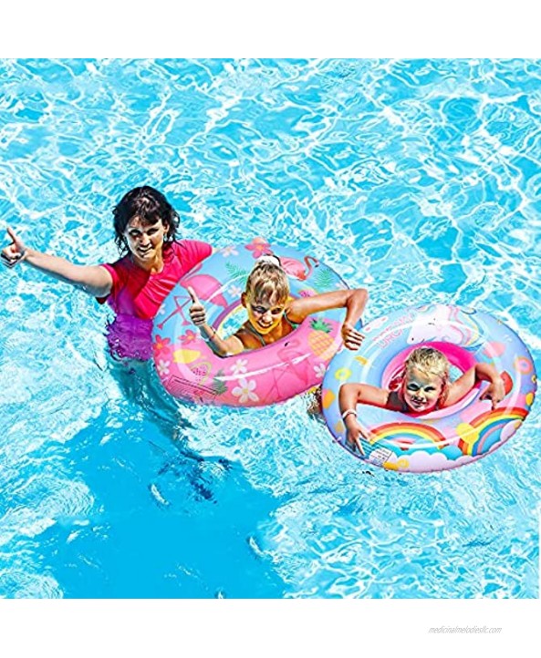 Invech Inflatable Pool Float for Kids 3 Pack Unicorn Swim Rings with Lounger Raft Summer Fruits Pool Tubes for Boys Girls Swimming Water Floats Party Toys