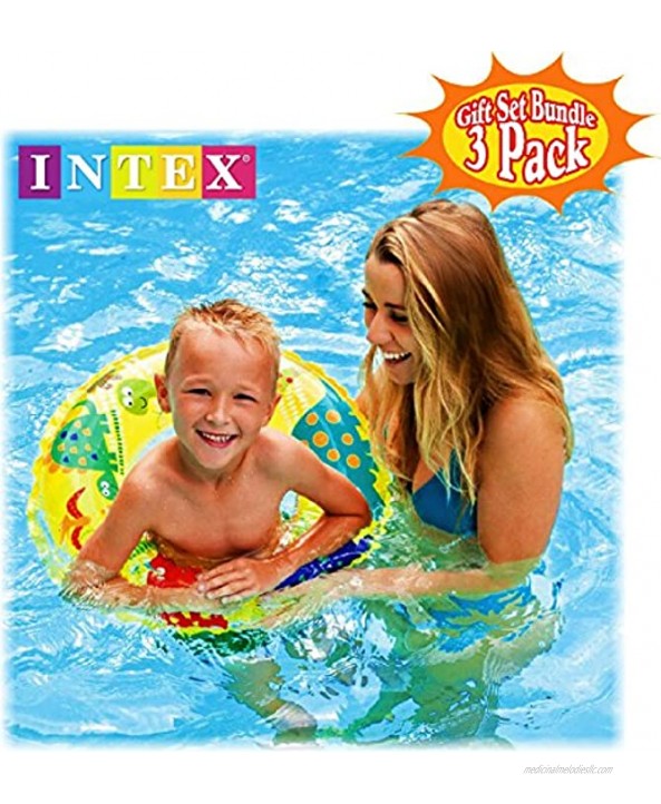 Ocean Reef Transparent Swim Rings 24 Assortment with Matty's Toy Stop 16 Beach Ball 3 Pack Styles are Assorted and Vary