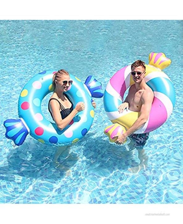 Parentswell Giant Pool Floats 39 Inflatable Candy Pool Float Swimming Ring Tubes 2Pcs Summer Water Party Lake Swim Rings Pool Floaties Toys for Adult