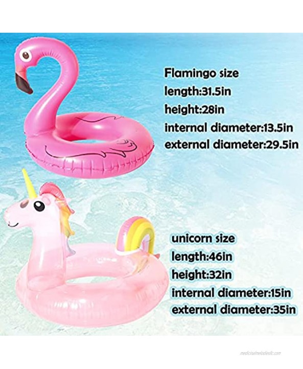 SPERPAND Inflatable Flamingo and Unicorn Pool Float 2 Pack，Pool Floats Summer Raft Lounger Swim Tube Beach Pool Party Toys Decorations