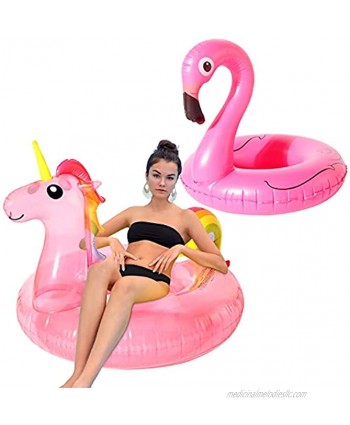 SPERPAND Inflatable Flamingo and Unicorn Pool Float 2 Pack，Pool Floats Summer Raft Lounger Swim Tube Beach Pool Party Toys Decorations