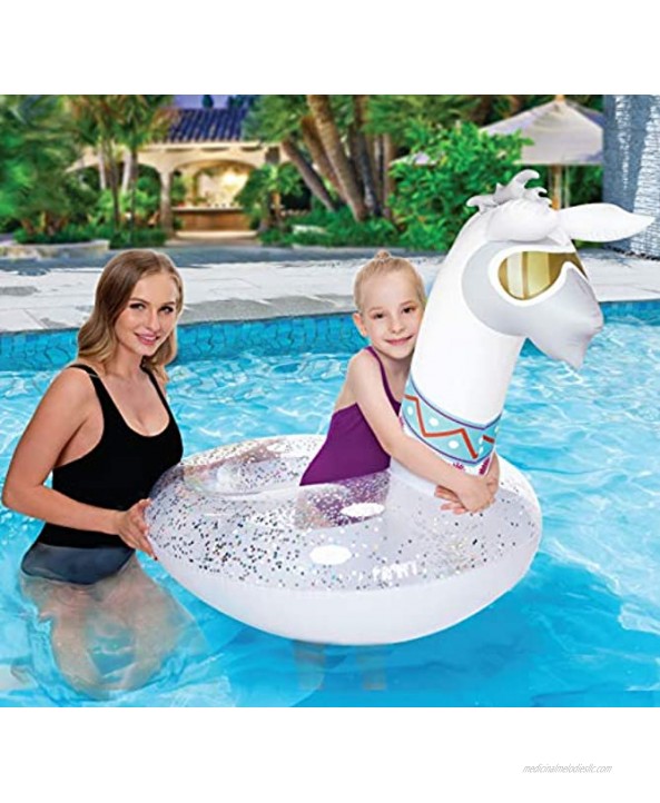 Splash Buddies Llama Pool Float Glitter Inflatable Swim Ring -- Fun Beach and Water Toy Lounge for Kids Adults Alike