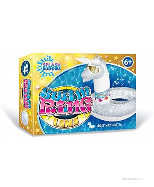 Splash Buddies Llama Pool Float Glitter Inflatable Swim Ring -- Fun Beach and Water Toy Lounge for Kids Adults Alike
