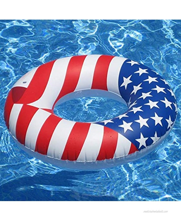 Swimline 36 Inch Inflatable Heavy Duty American Flag Print Swimming Pool and Lake Tube Float Can Hold Up to 200 Pounds 2 Pack