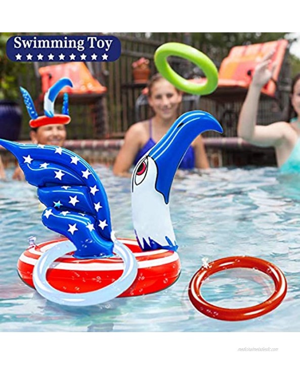 2 Pack Inflatable Pool Ring Toss Pool Game Toys Swimming Pool Toys Summer Beach Game Pool Party Toys Luau Decoration Outdoor Pool Games for Kids Boys Girls Family Backyard Water Toys