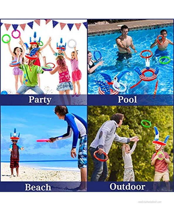 2 Pack Inflatable Pool Ring Toss Pool Game Toys Swimming Pool Toys Summer Beach Game Pool Party Toys Luau Decoration Outdoor Pool Games for Kids Boys Girls Family Backyard Water Toys
