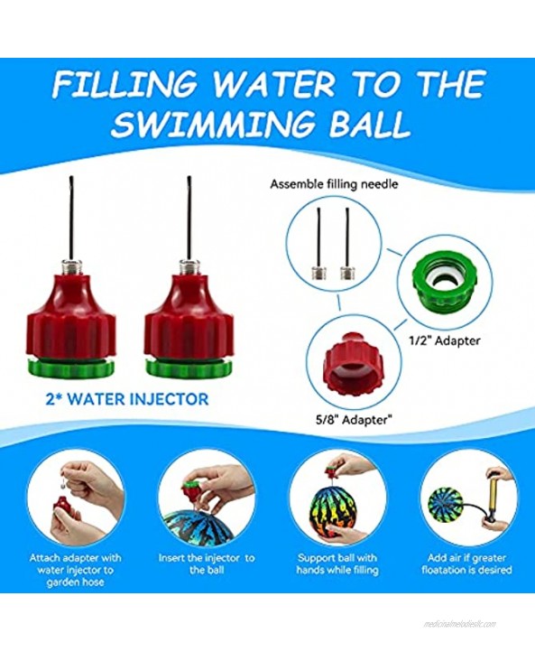 2 Pieces Swimming Pool Toys Ball with Hose Adapter for Under Water Passing Dribbling Diving and Pool Games for Teens Kids or Adults 9 in. Ball Fills with Water Gradient Style