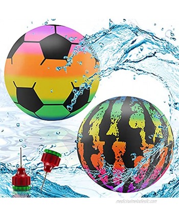 2 Pieces Swimming Pool Toys Ball with Hose Adapter for Under Water Passing Dribbling Diving and Pool Games for Teens Kids or Adults 9 in. Ball Fills with Water Gradient Style
